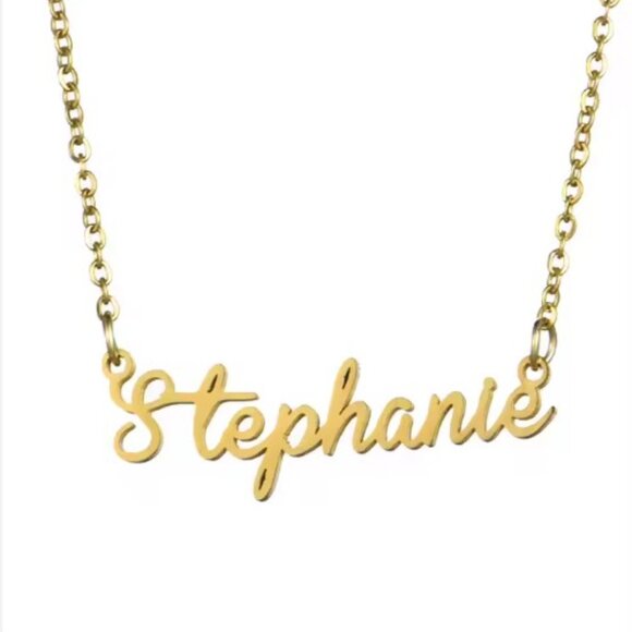 Stephanie Necklace Gold Name Nameplate - Picture 4 of 4